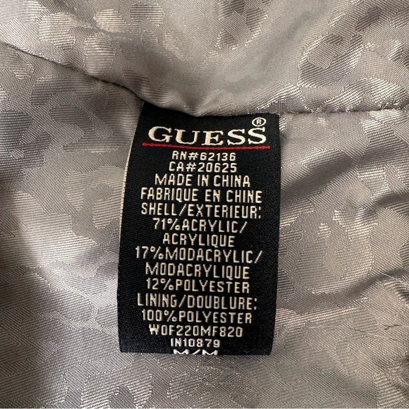 Guess Ladies Faux Fur 3/4 Sleeve Jacket Black & White Fur Size Medium - Picture 15 of 16